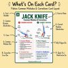 Infographic showing what is included on each Pilates Common Mistakes and Corrections card, using the Jack Knife exercise as an example.